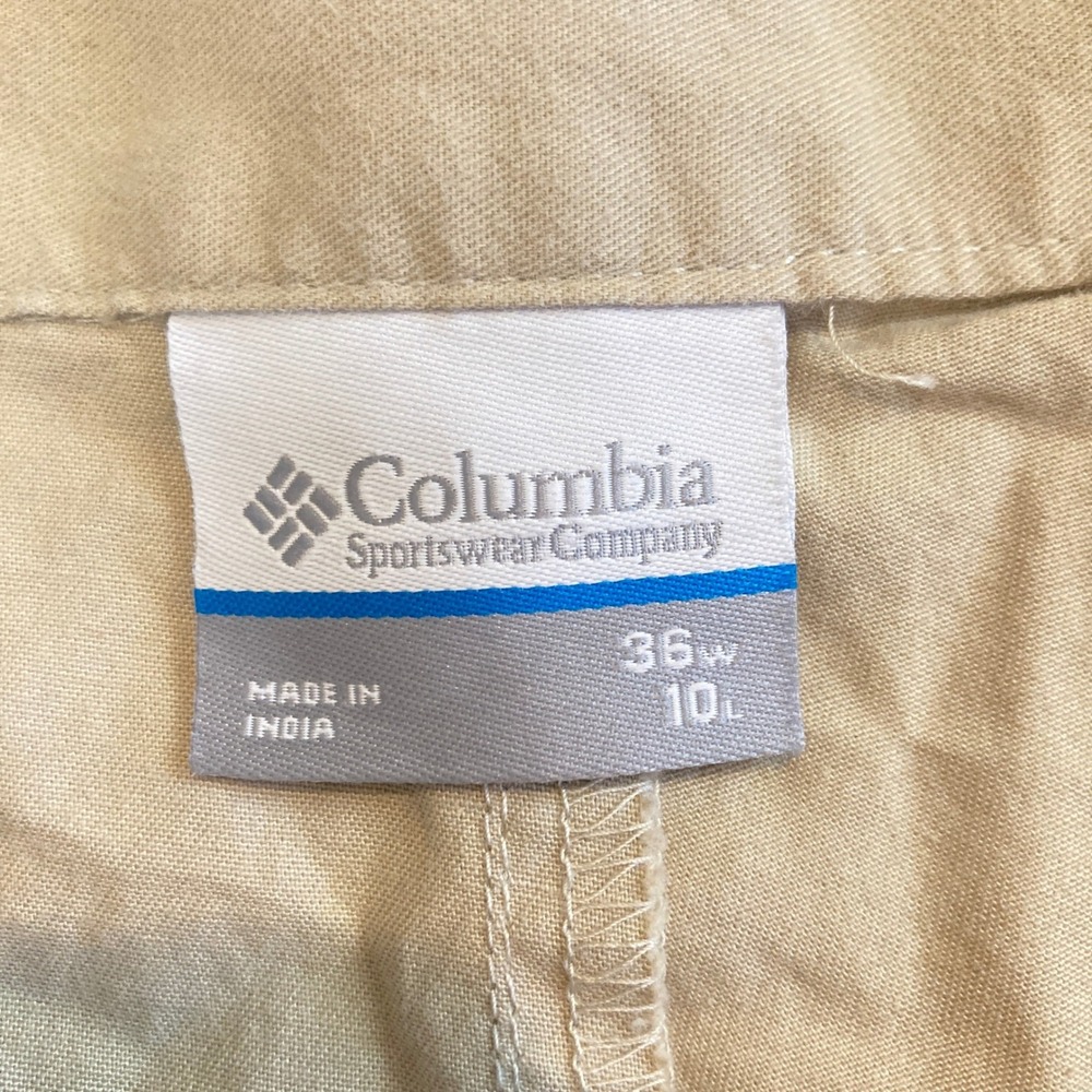 Columbia Mens Cargo Shorts 36 Khaki Tan Cotton Hiking Casual 10 Inseam - Picture 2 of 9
